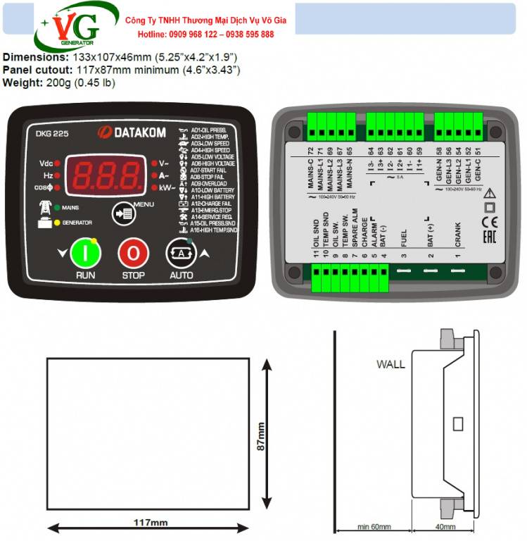Bộ điều khiển Datakom DKG-225