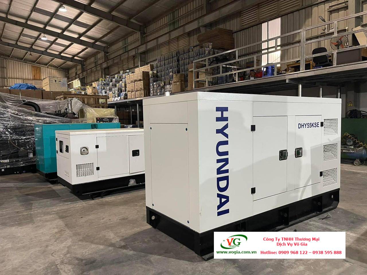 Máy phát điện 50KVA -55KVA Hyundai DHY55KSE-3 pha chạy dầu Diesel