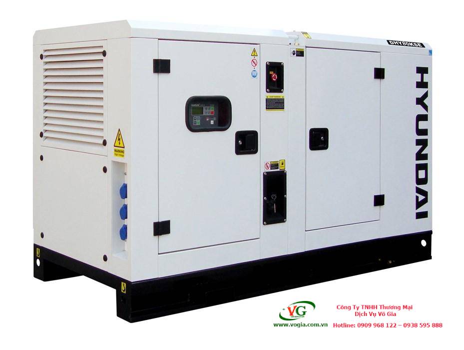 Máy phát điện 75KVA diesel Hyundai DHY85KSE-3 pha với vỏ chống ồn đồng bộ